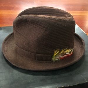 Vintage Mallory Brown Felt Feather Mens Dressy Hat